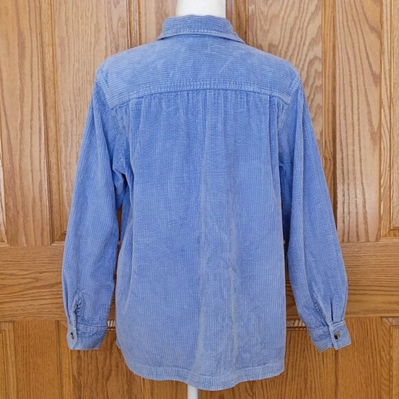 L.L.Bean Comfort Corduroy Shirt Jacket Shacket Cornflower Blue Size Medium - Picture 5 of 12